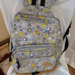 grey unicorn, emoji backpack 3 pocket